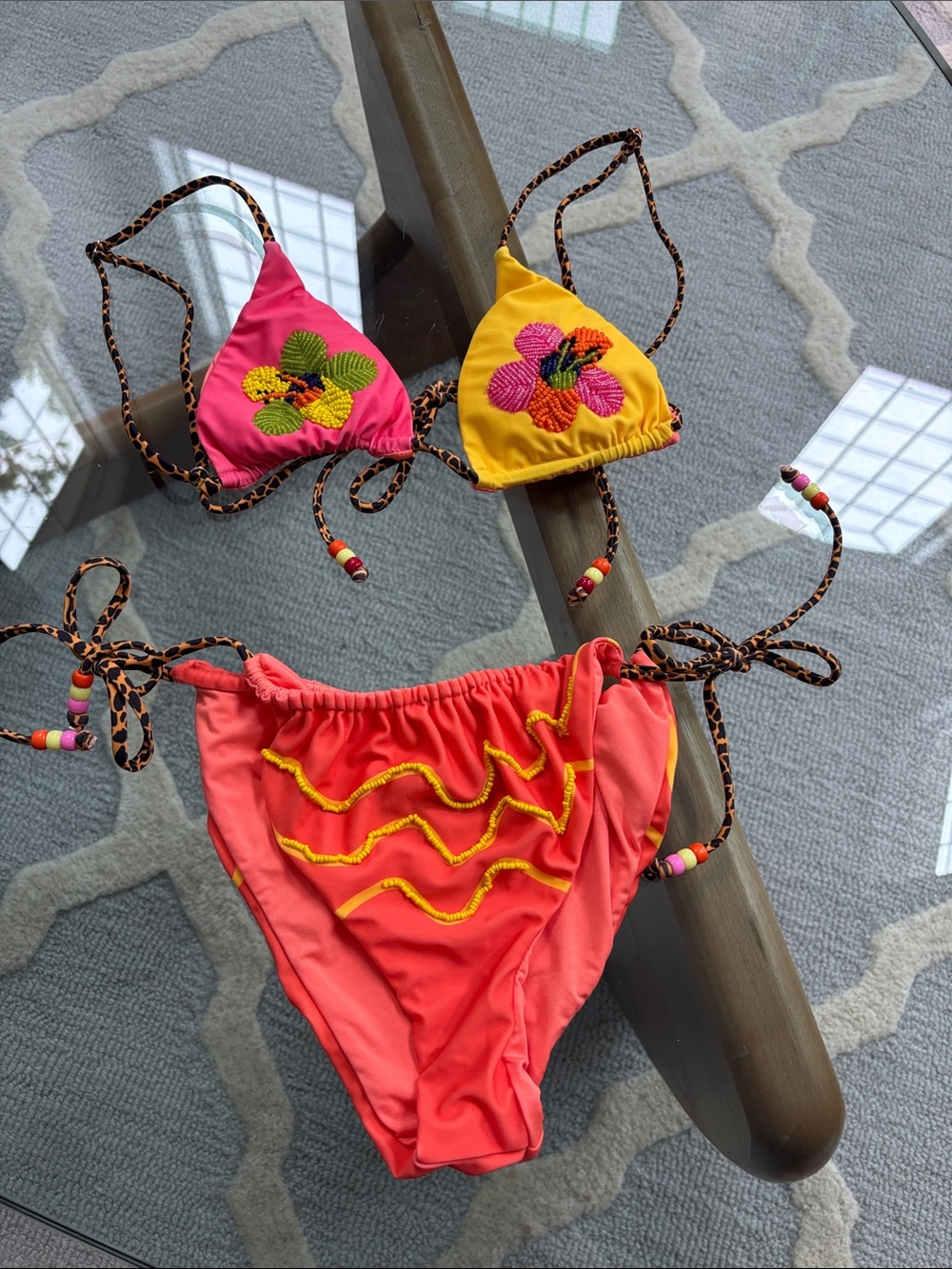 It’s Now Cool Coral Neon Trim String Bikini